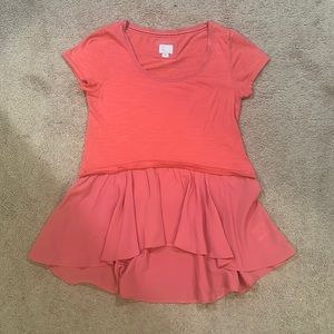 Postmark (anthropology) coral tunic peplum size XS